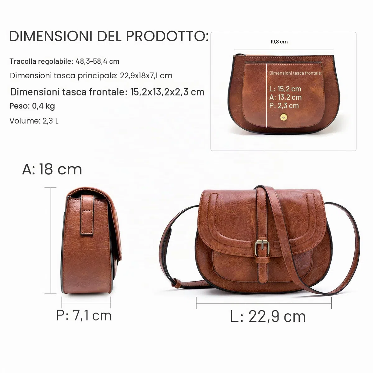 AFKOMST Borsa a spalla signore piccolo, donne PU borse a spalla in pelle, borsa da donna, con tracolla regolabile staccabile