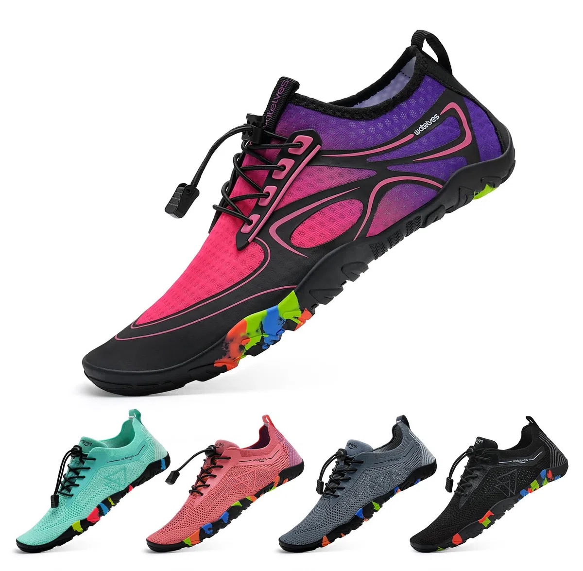 WateLves Scarpe da Bagno Scarpe da Acqua Donne Uomini Asciugano Velocemente e Indossano Velocemente Scarpe da Spiaggia, per Sub, Surf, Sport Acquatici, Escursionismo, Yoga, Oggi,36-48EU