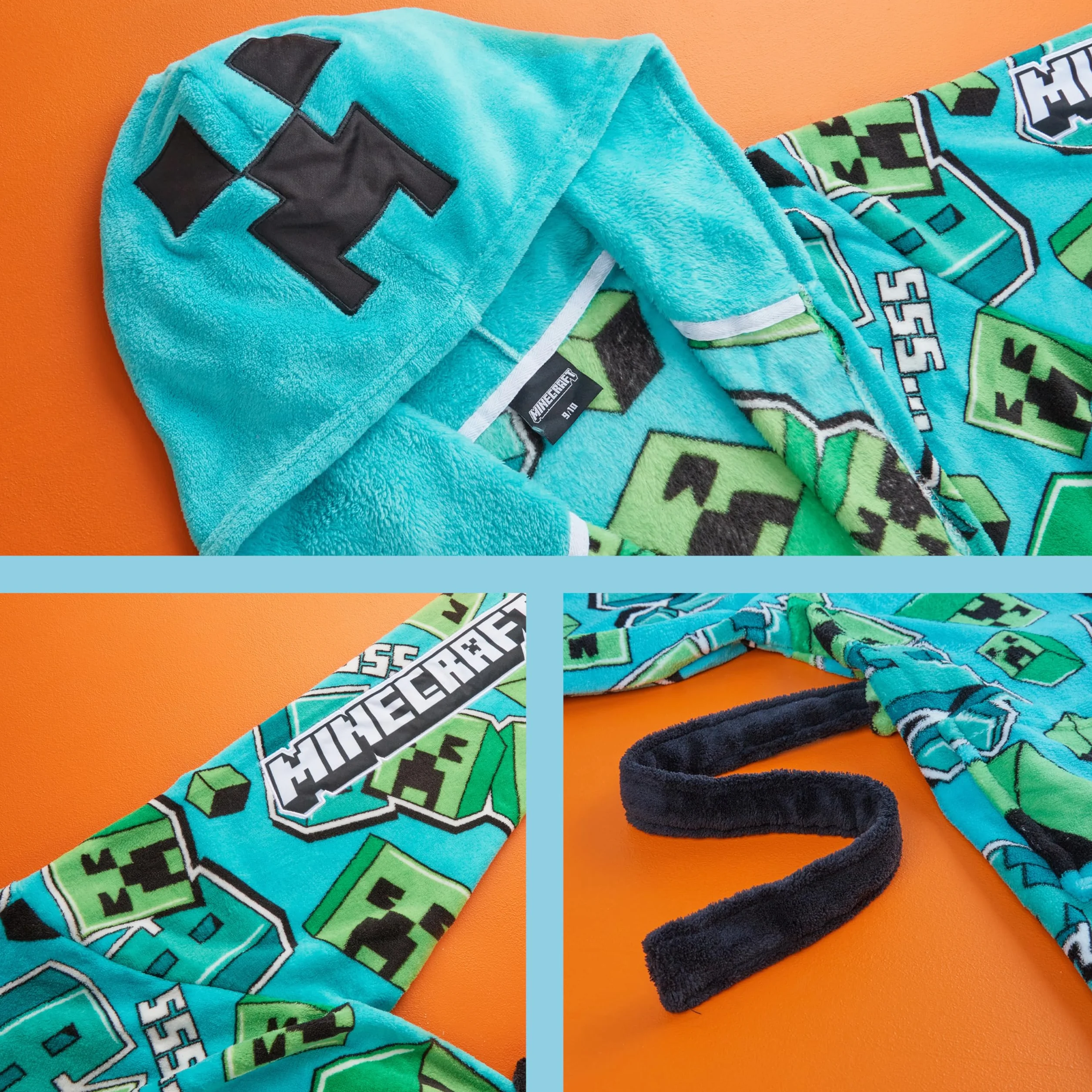 Get Trend Minecraft Vestaglia Bambino e Adolescenti, Creeper Vestaglie in Pile con Cappuccio, Gamer Regalo Ragazzo