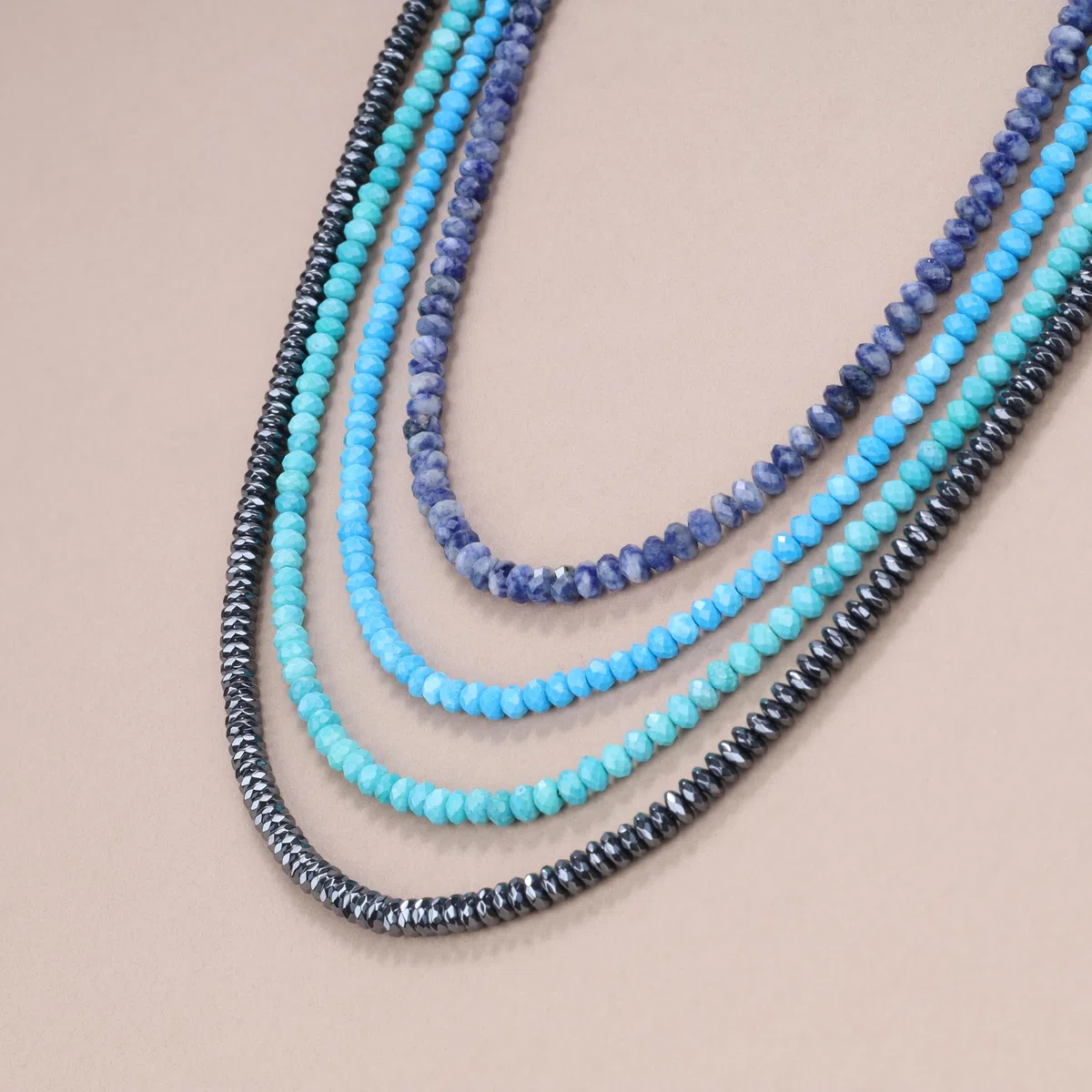 GAVU Collana Uomo Pietre Dure Naturali, Collana Perline Sfaccettate Uomo, Occhio di Tigre, Ematite, Diaspro a Macchia Blu, Onice Nero, Turchese