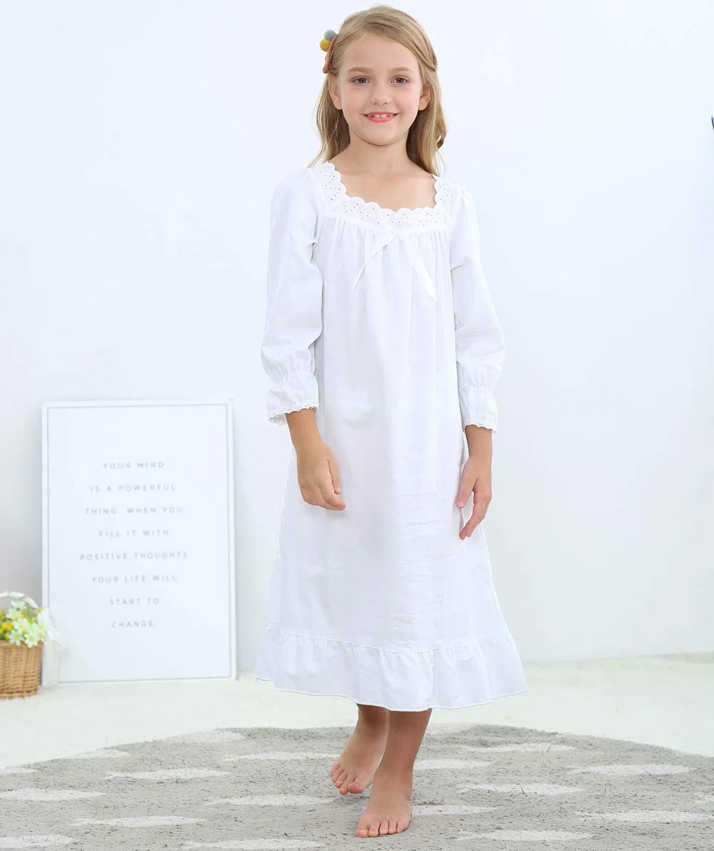 Ragazze Camicia da Notte 100% Cotton da Fata Camicia da Notte - Bianco, Bianco, Age 3-12