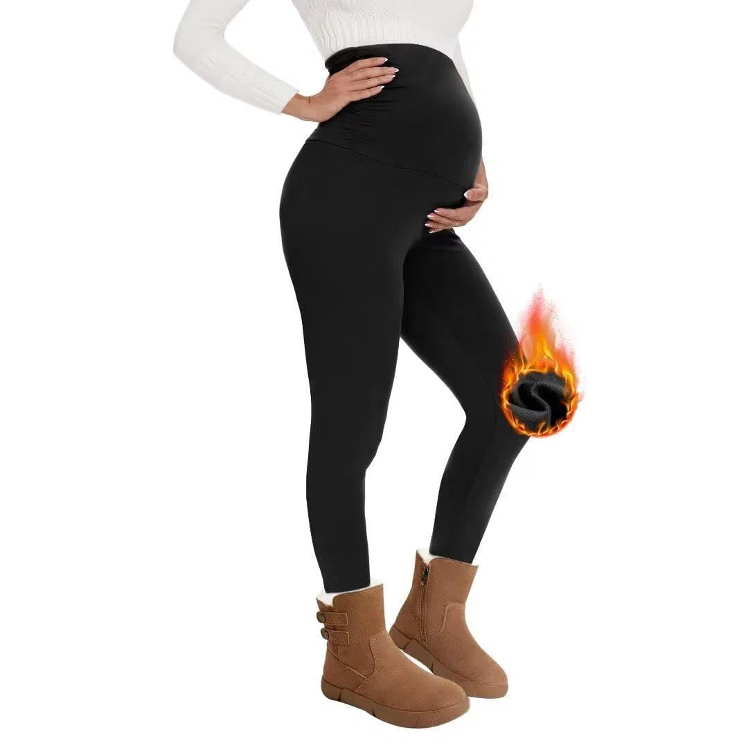 QGGQDD Leggings termici da donna a vita alta, leggings per gravidanza, invernali, per la casa, lo sport