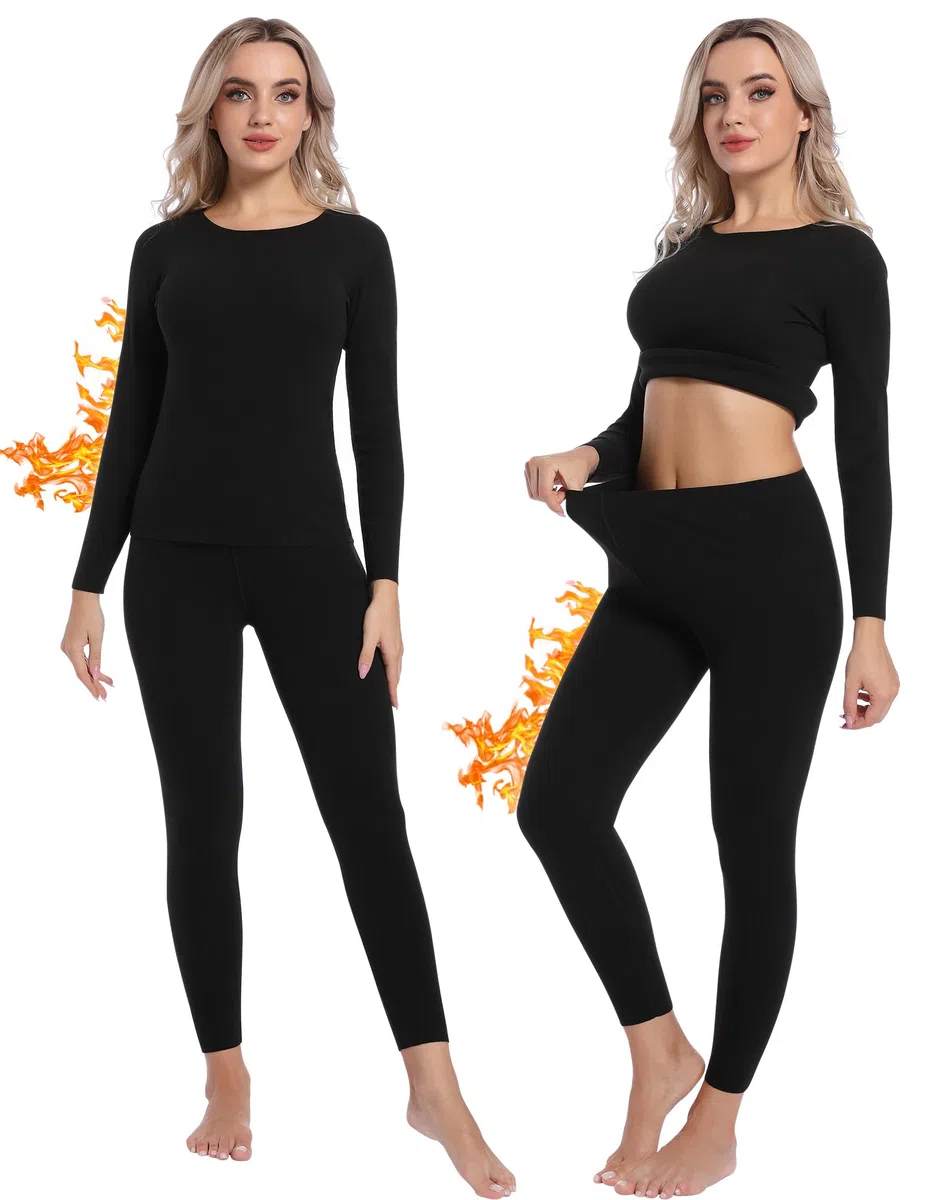 INNERSY Intimo Termico Donna Completo Maglia Termica Manica Lunga e Pantalone Caldo Pigiama Invernale Sci Set