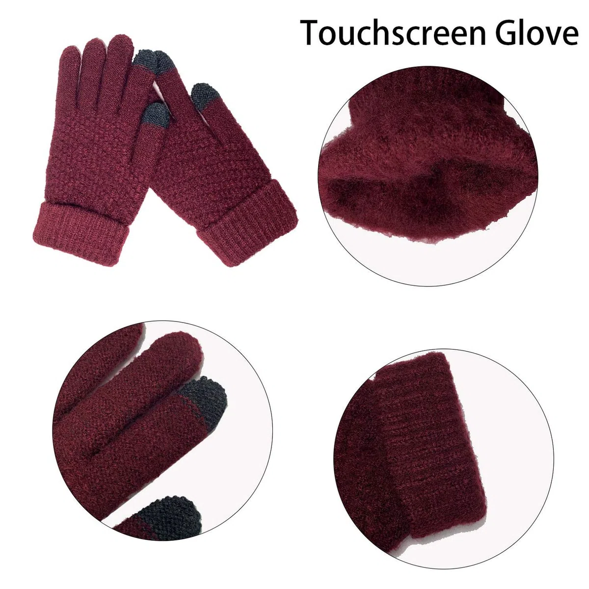 CheChury Cappelli Sciarpa Guanti Set Invernale da Donna Berretto a Maglia Berretto con Apertura Capelli Guanti Touch Screen Invernali Moda Sciarpa 3 Pezzi