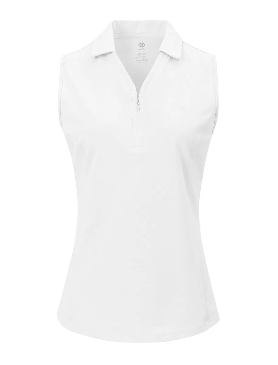 Donna Polo Senza Maniche Cotone Golf Maglietta Polo Maglia Sportiva Yoga Top con Bottone