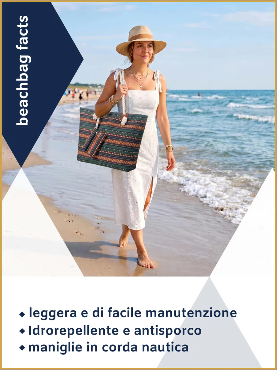 MASADA Grande borsa da spiaggia idrorepellente con cerniera