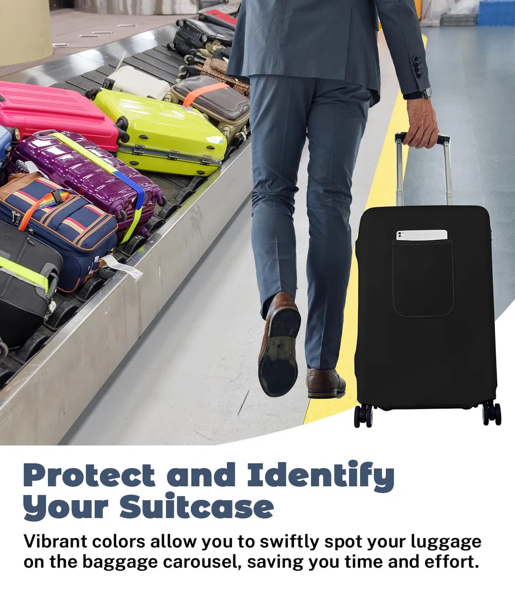 Morbuy Copri Valigia Grande per 29-32 Pollici, Elastica Nero Suitcase Cover con Ampia Tasca, XL Copri Trolley Protector con Cerniera, Antipolvere, Lavabile, Antigraffio