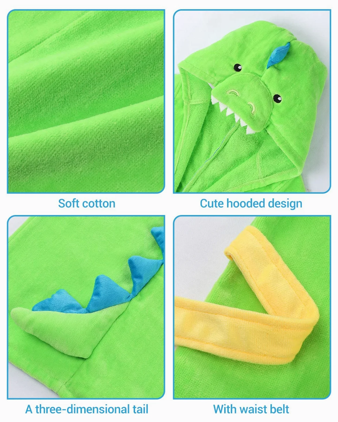 WYTbaby Accappatoio Bambini Personalizzato Con Cappuccio 100% Cotone Spugna