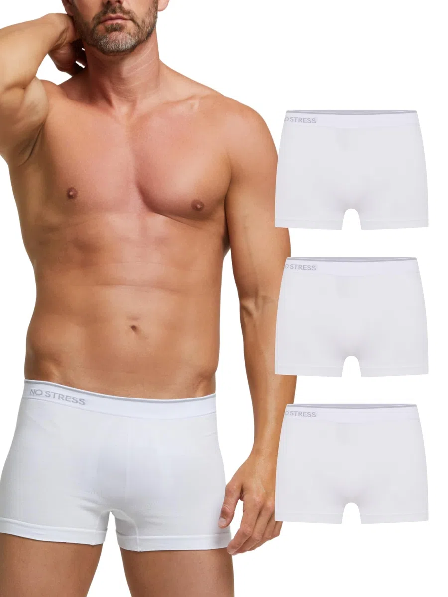 POMPEA 3 Pezzi Boxer Uomo in Cotone Elasticizzato Seamless, Mutande con Cinturino Elastico Logato