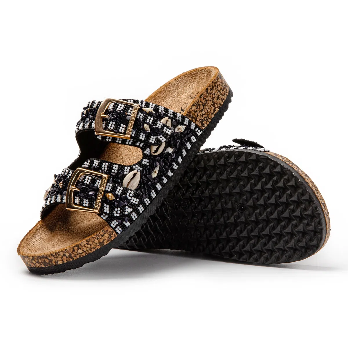 JOMIX Ciabatte Donna Estive Sandali Bassi Comodi Due Fibbie Decorato con Corallo