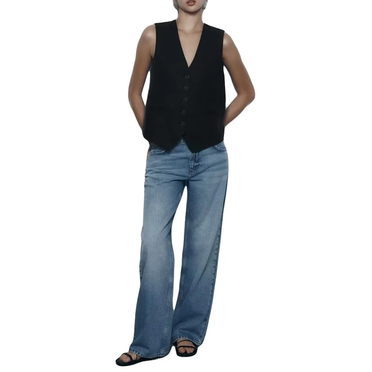 Himllauen Donna Vintage Bottoni Gilet Casual Collo a V Colore Solido Blazer Gilet Trendy Senza Maniche Giacca