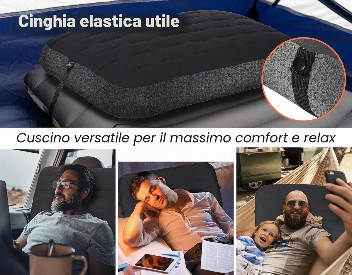 TREKOLOGY Grande cuscino gonfiabile – ALUFT Ultra Camping Cuscino per spiaggia e campeggio, cuscino gonfiabile per avventure all'aria aperta