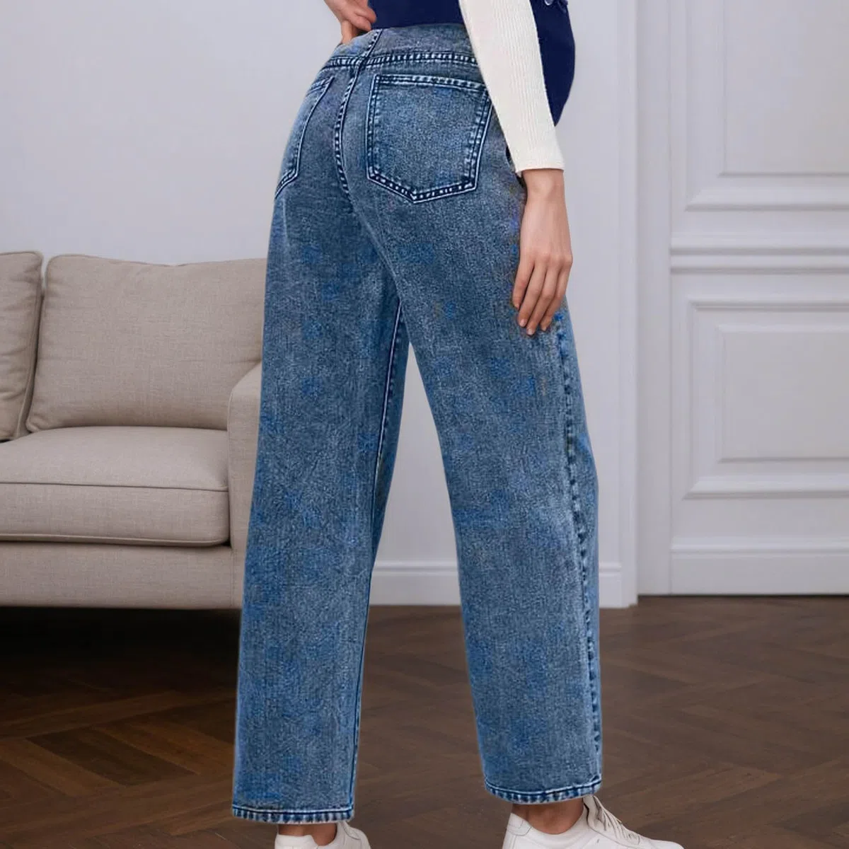 Jeans premaman da donna in denim, comodi pantaloni premaman con tasche, jeans a gamba larga, vita alta, gamba dritta, pantaloni vintage Y2K, per il tempo libero