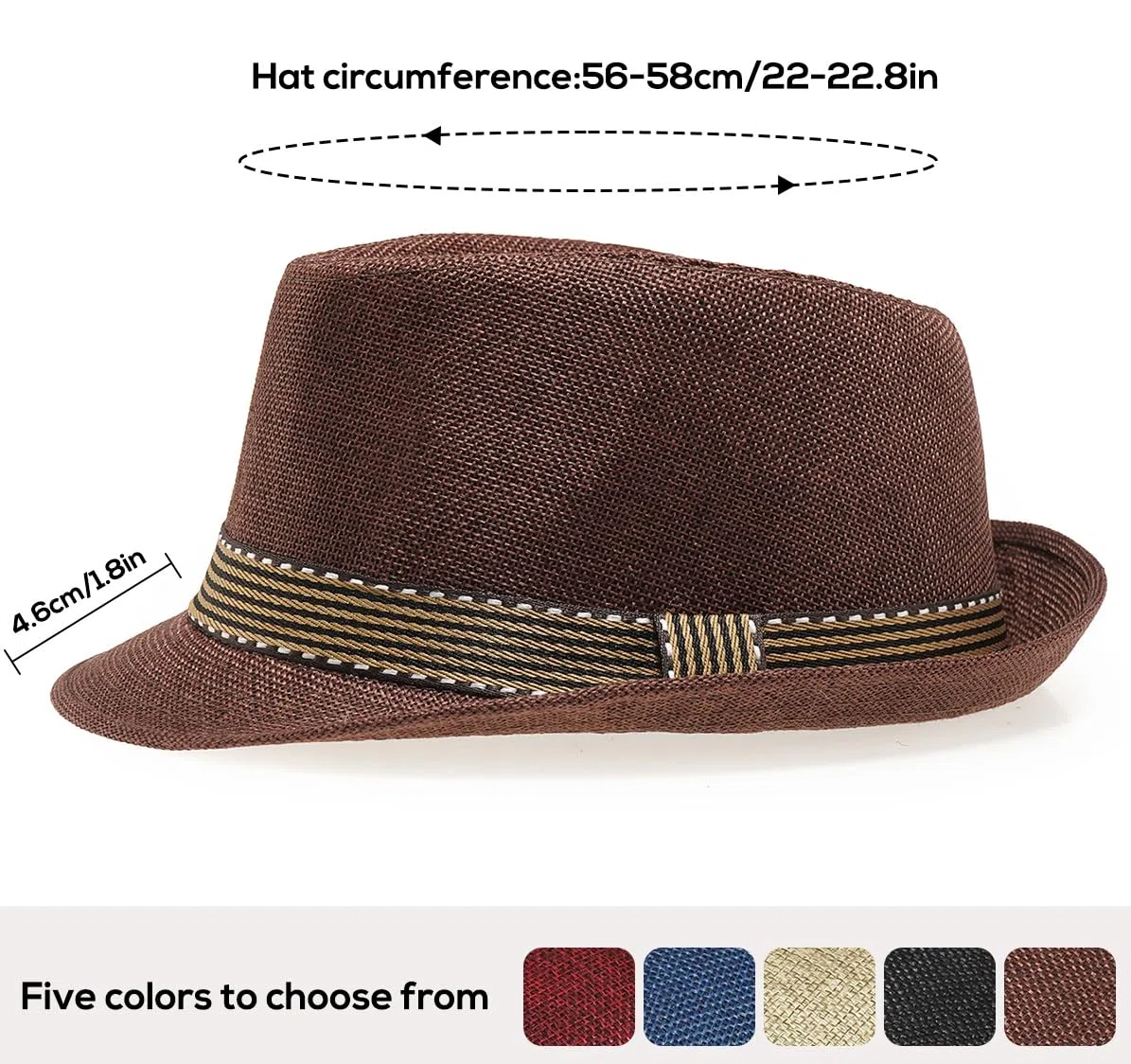 Initlove Cappello Fedora unisex classico Panama cappelli a tesa corta Trilby cappelli