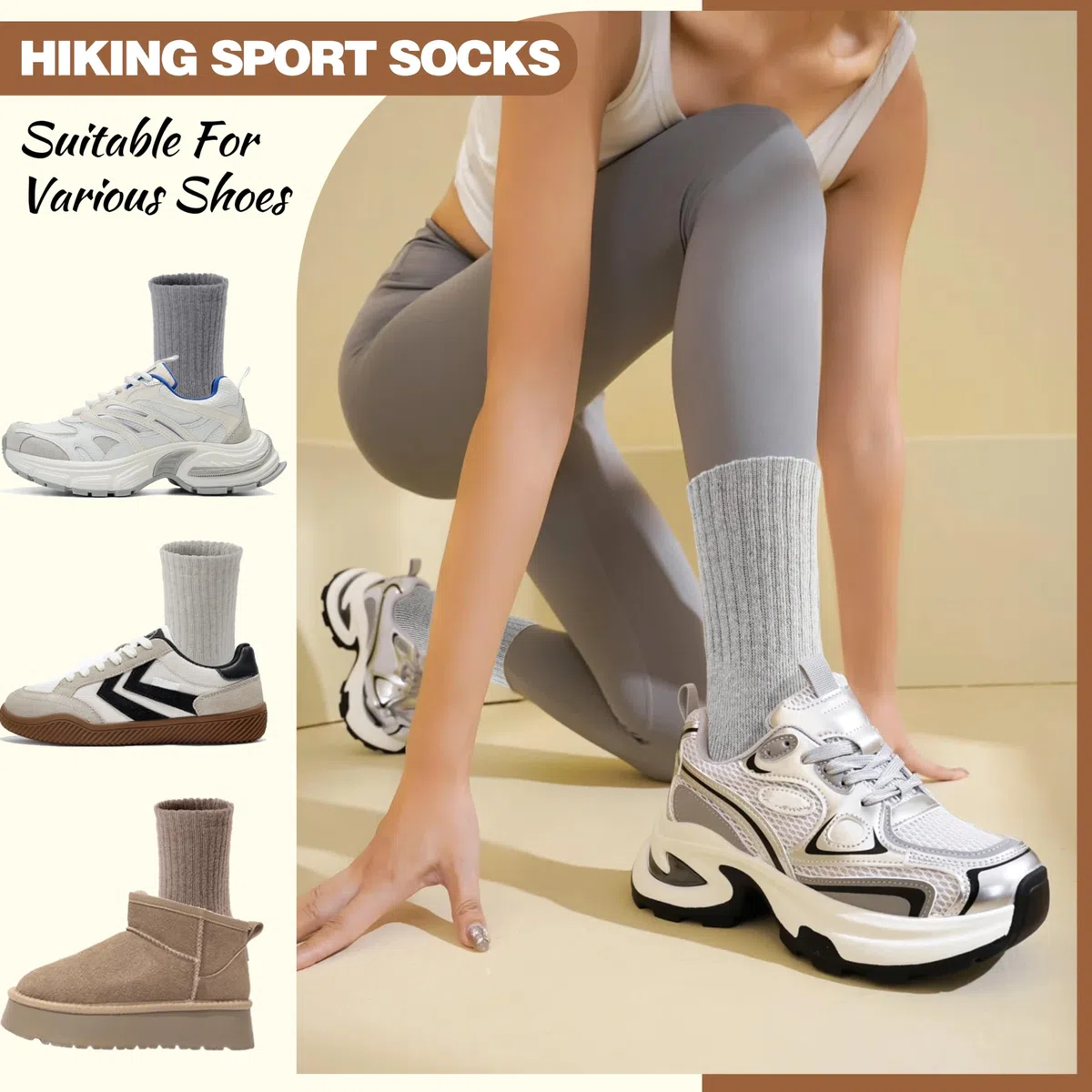 EBMORE Calzini donna in lana merino, calze termhiche invernali spugna lavoro caldo per trekking regalo donna 5 paia