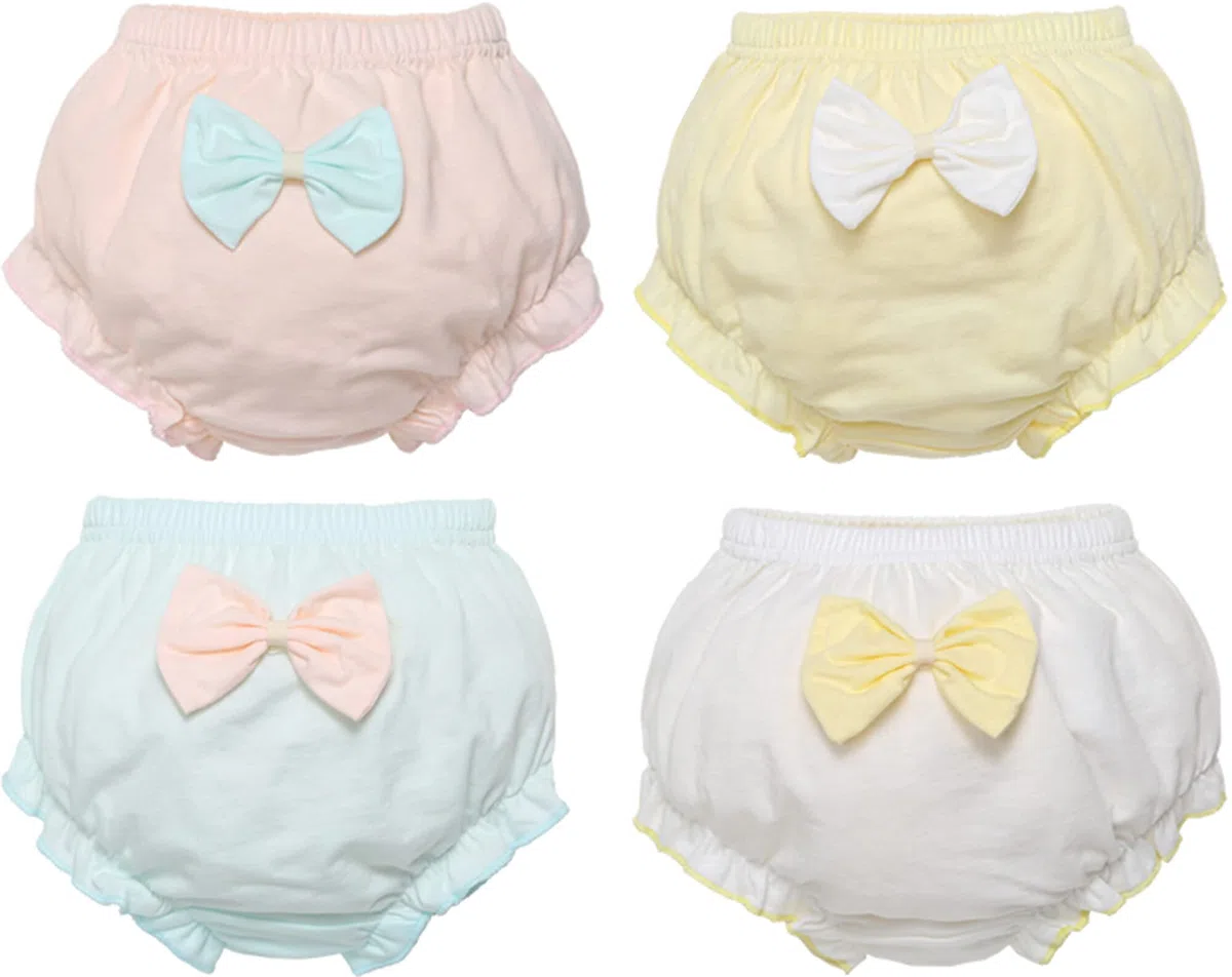 Mutandine in cotone per bambine e ragazzi, set di 4 Bloomer, copripannolino con volant neonato, pantaloncini da pigiama intimo per bambini