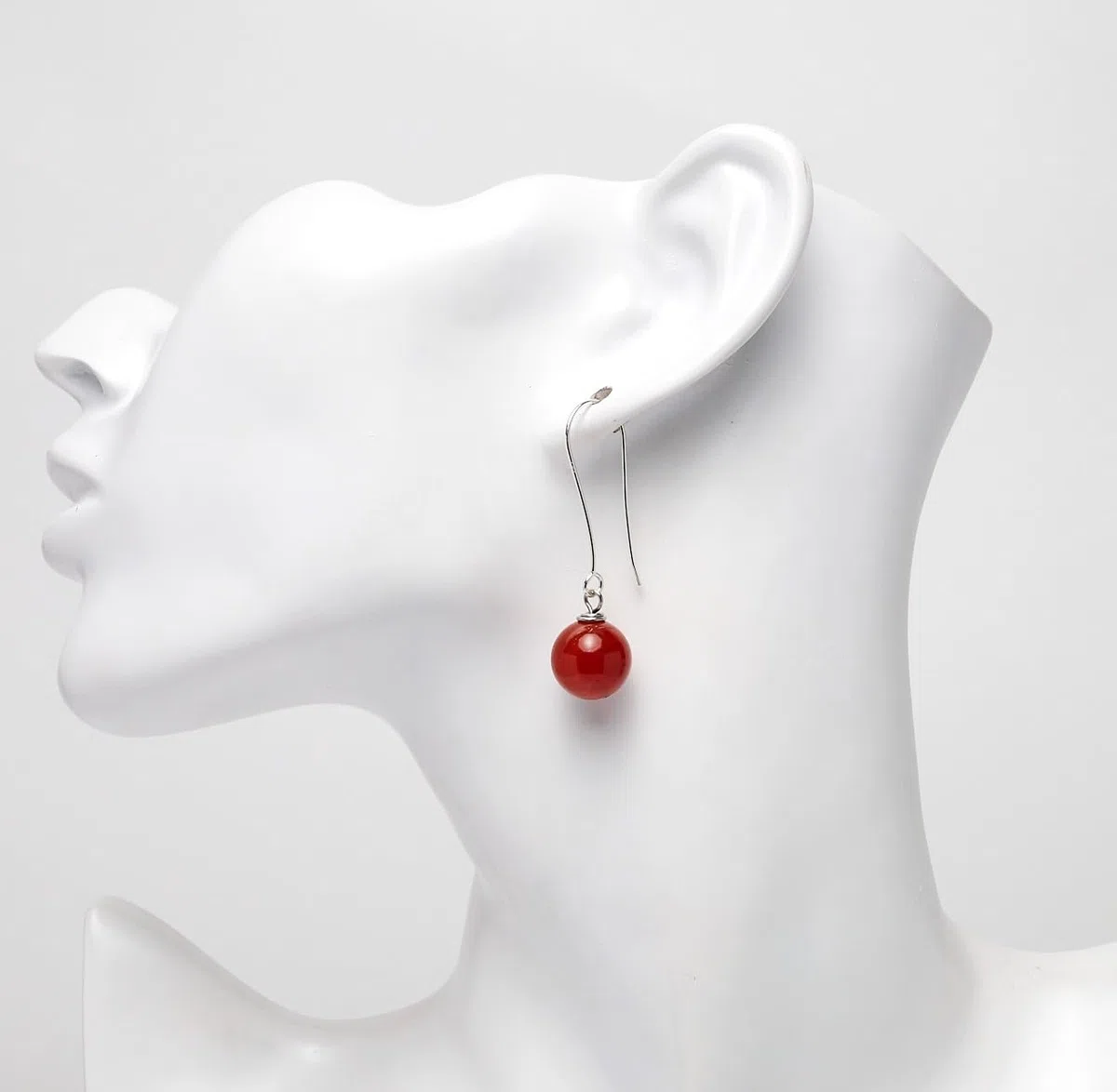 Orecchini Pendenti in Argento Sterling con Pietre Naturali Fatte a Mano per Donna - Orecchini con Perle a Sfera da 12mm per Ragazze (agata rossa)