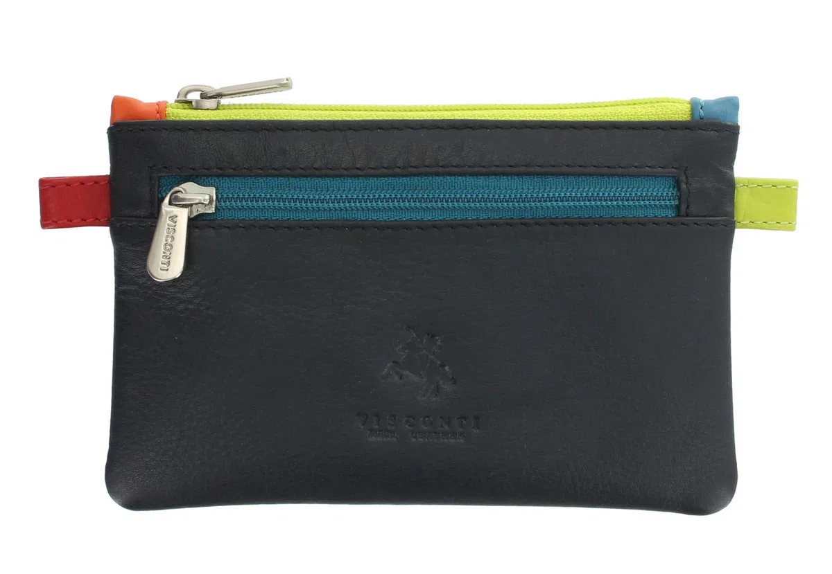 Portamonete Visconti con chiusura a zip e porta chiavi. Collezione CORA CP2 Blu marino