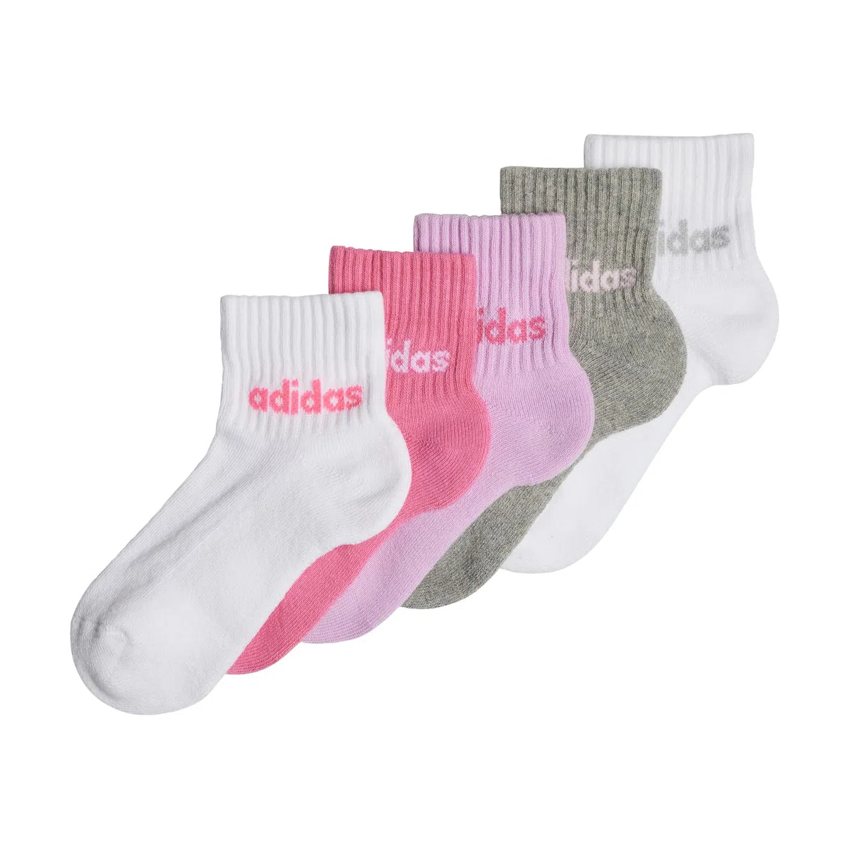 adidas Kids Linear Ankle Socks 5 Pairs Kids White 10K - 11.5K