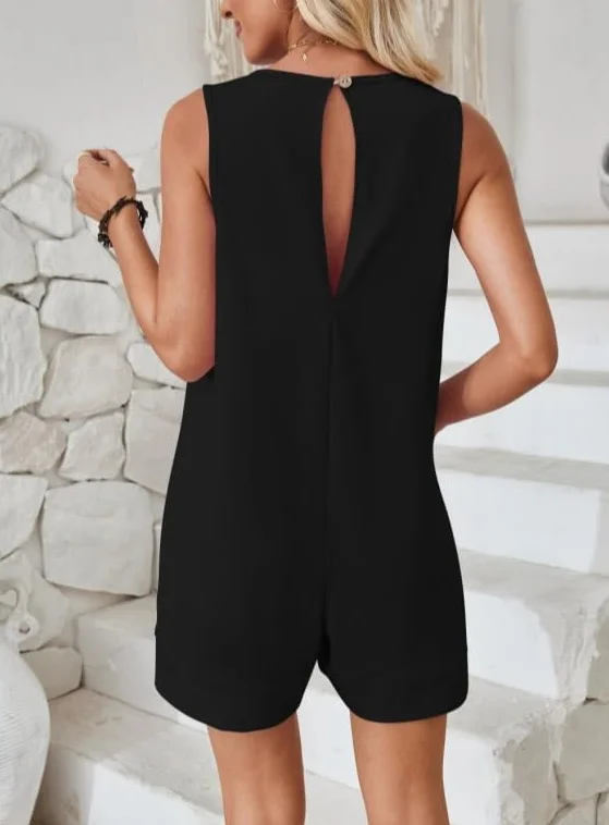 Haibang Salopette Donna Estiva Tute Corte Donna Senza Manica Allentata Casual Jumpsuit con Tasche Morbida Monopezzi e Tutine Elegante Playsuit Overall Romper Pantaloncini Spiaggia Vacanza Outfit