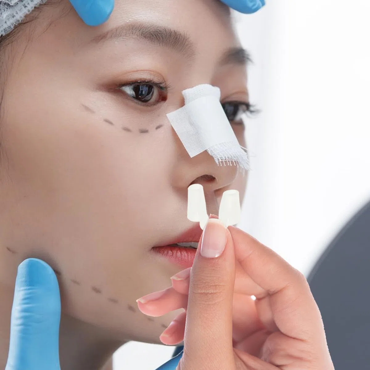 Baluue 2 supporti per narici per rinoplastica, supporto interno per naso, in silicone, per recupero post-intervento chirurgico e prevenzione della deformazione
