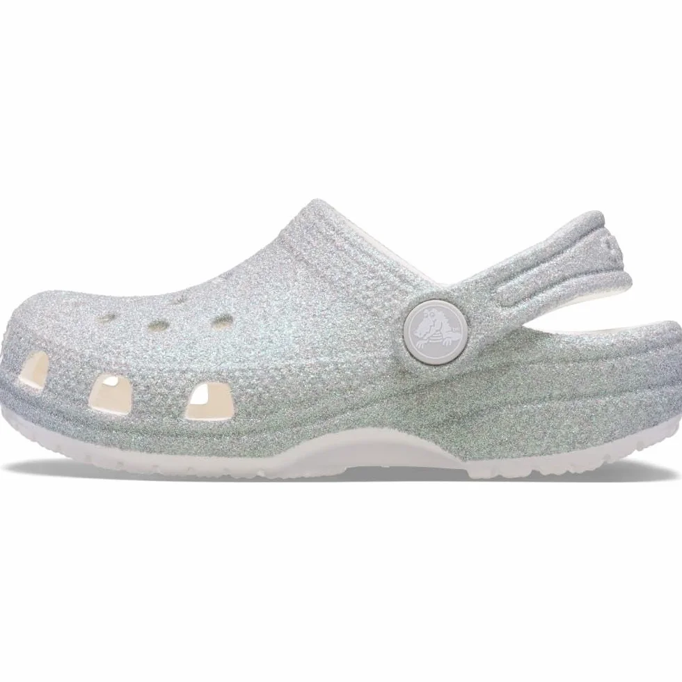 Crocs Classic Iridescent Glitter Cgk, Zoccoli Unisex - Bambini e Ragazzi, Bianco, 30/31 EU