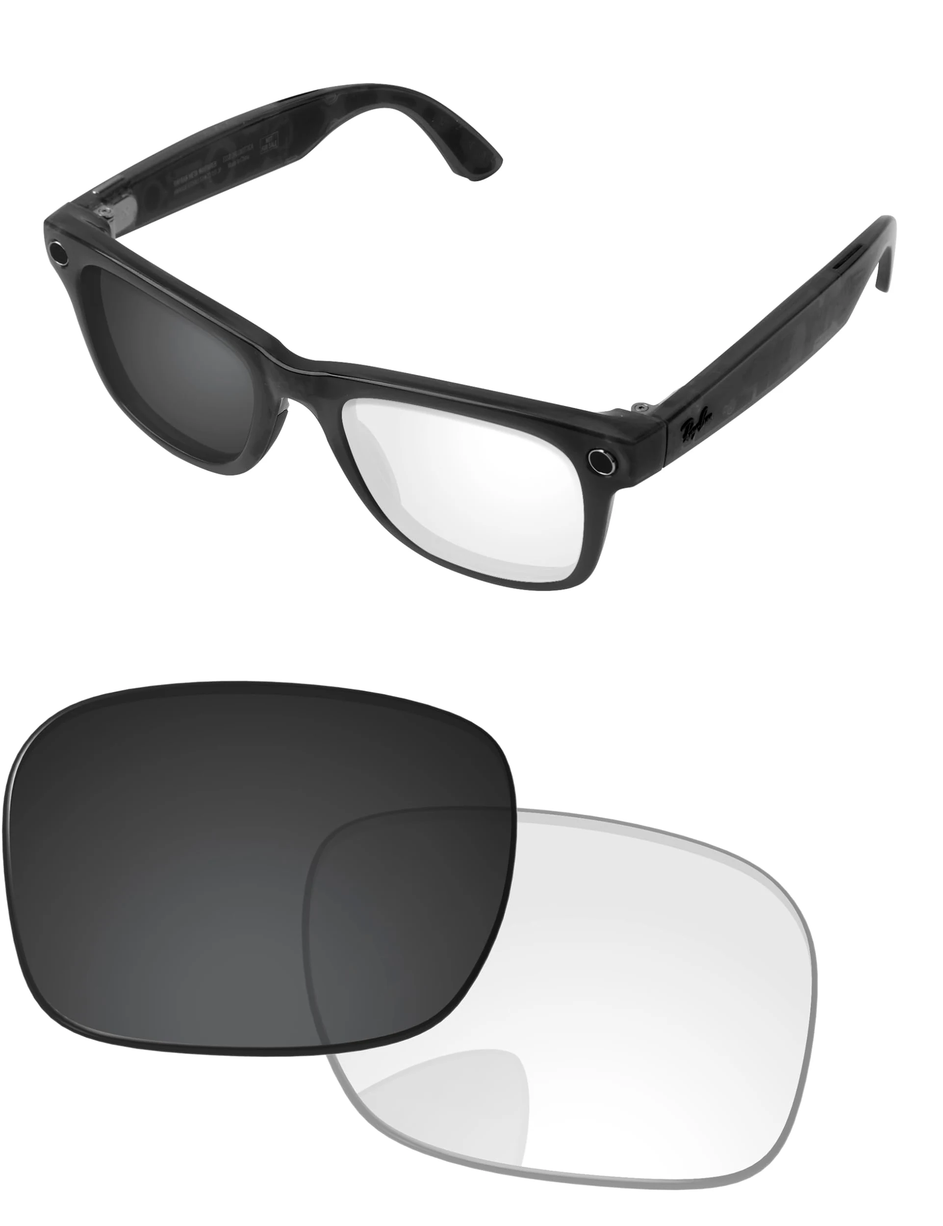 Lenti di ricambio per occhiali Ray-Ban Meta Wayfarer Gen 2 RW4012 50 mm AI, fotocromatiche, anti-appannamento e anti luce blu
