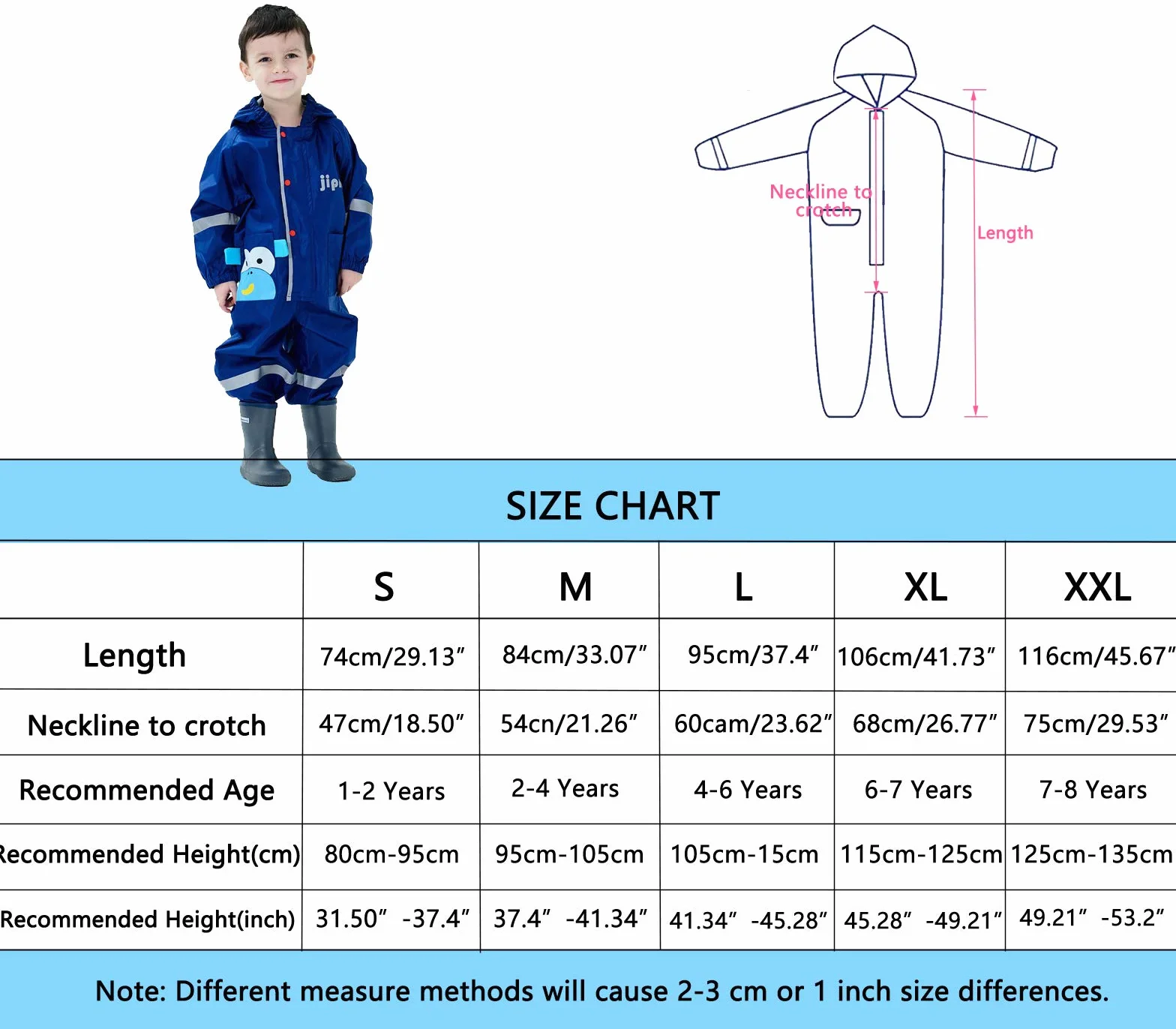 Impermeabile da Pioggia Bambini Bambine con Cappuccio Modello Cartone Animato 3D Antipioggia Giacca Tuta Portatile Sportivo Jogging Impermeabili Ragazzi Ragazze Unisex Bimbo Bimba 1-8 Anni