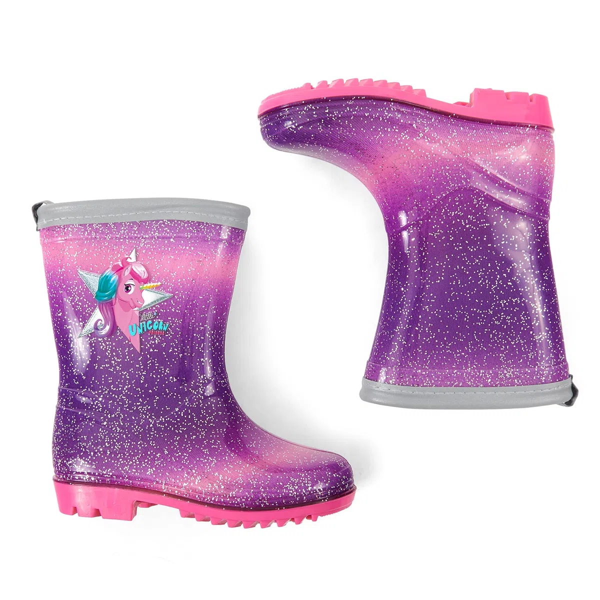 PERLETTI Stivali Pioggia da Bambina con Unicorno Rosa - Stivaletti Impermeabili per Bambine con Baby Unicorn e Glitter - Galosce in PVC e Suola Antiscivolo con Bordo Riflettente - Cool Kids