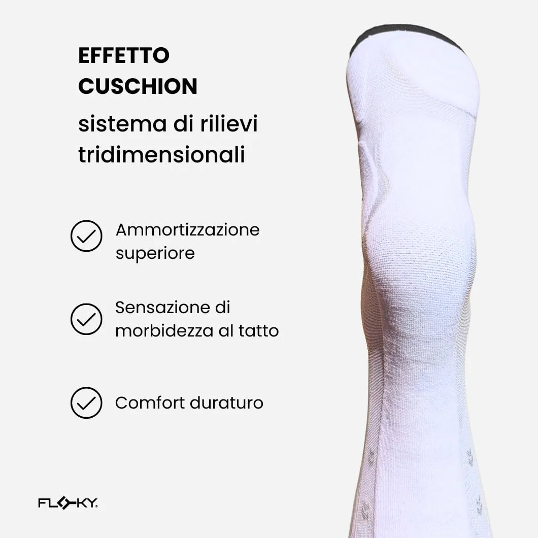 FLOKY S-Mash 3D calze padel biomeccaniche. Calza tennis e padel, antiscivolo. Caviglia stabilizzata, protezione tendine d'Achille, supporto plantare per comfort e recupero.