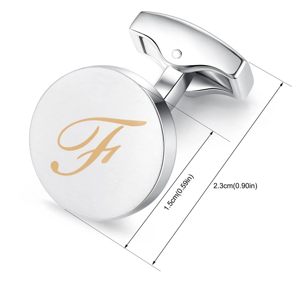 HONEY BEAR Gemelli & Fermacravatta Uomo con Iniziali Alfabeto Lettera per Camicia Matrimonio Commercio Regalo,Argent 5.4cm (F)