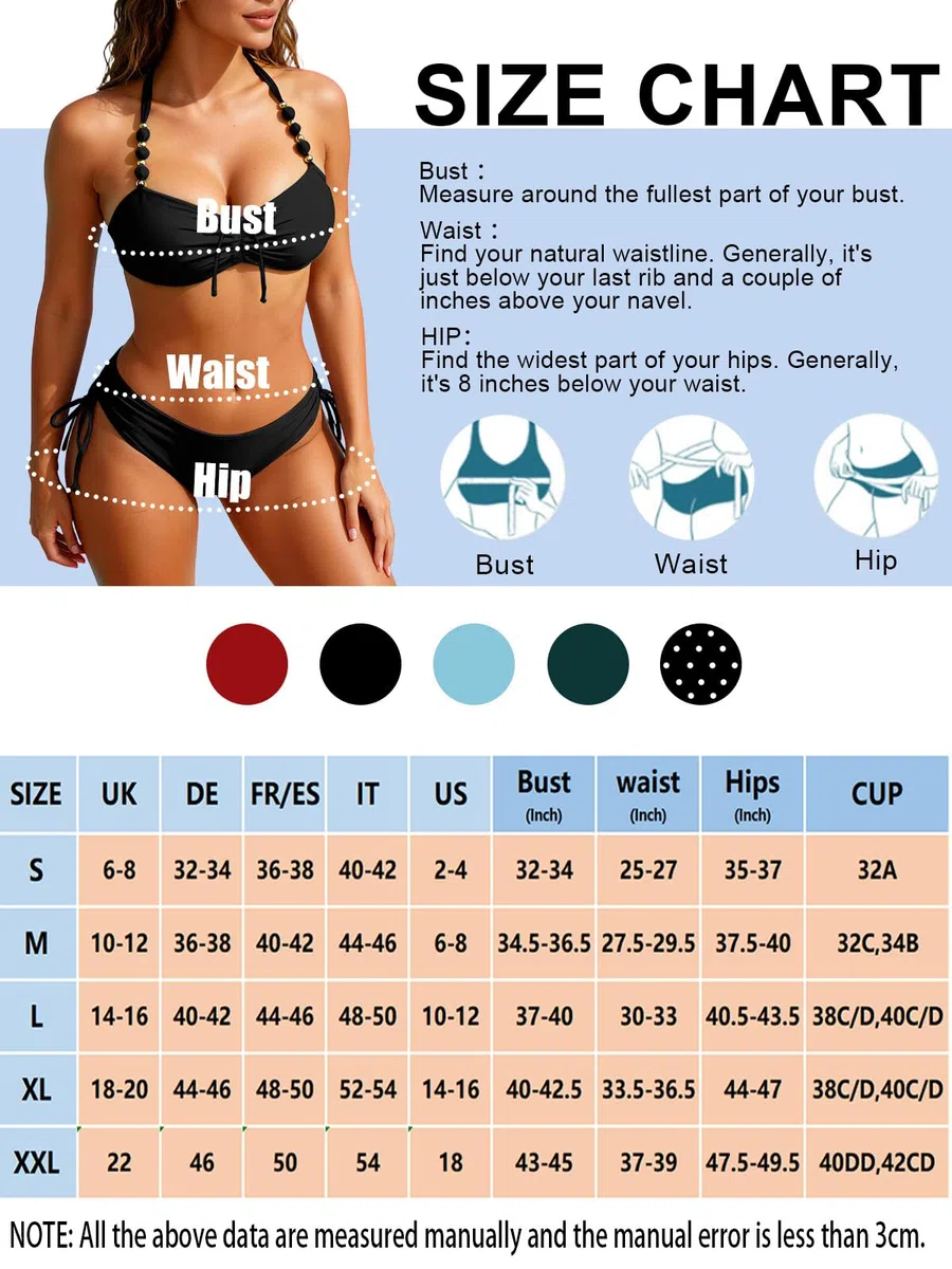 Rayson Costume da Bagno Donna Due Pezzi Estate Push Up Halter Bikini Set Imbottito Costumi da Mare con Coulisse Swimwear