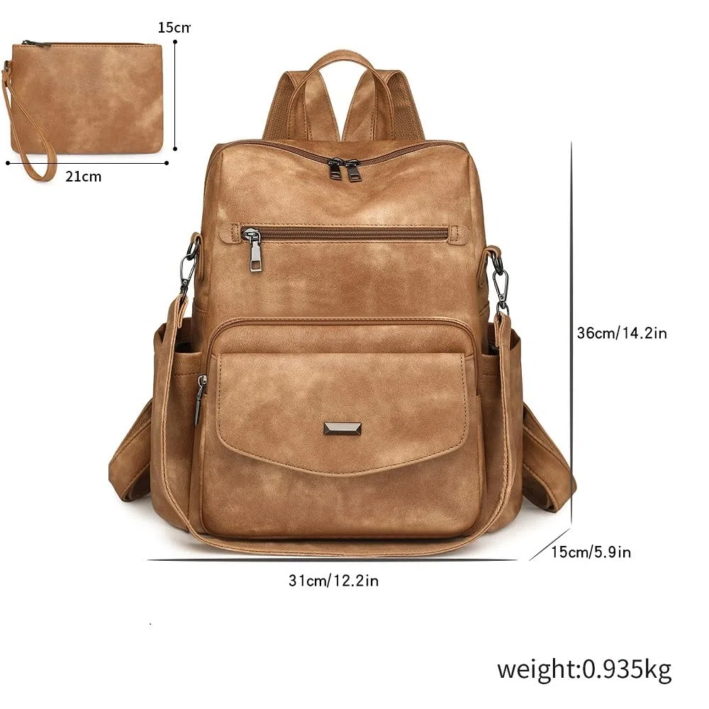 Zaino da donna in pelle PU, zaino casual, alla moda, antifurto, grande zaino da viaggio da donna