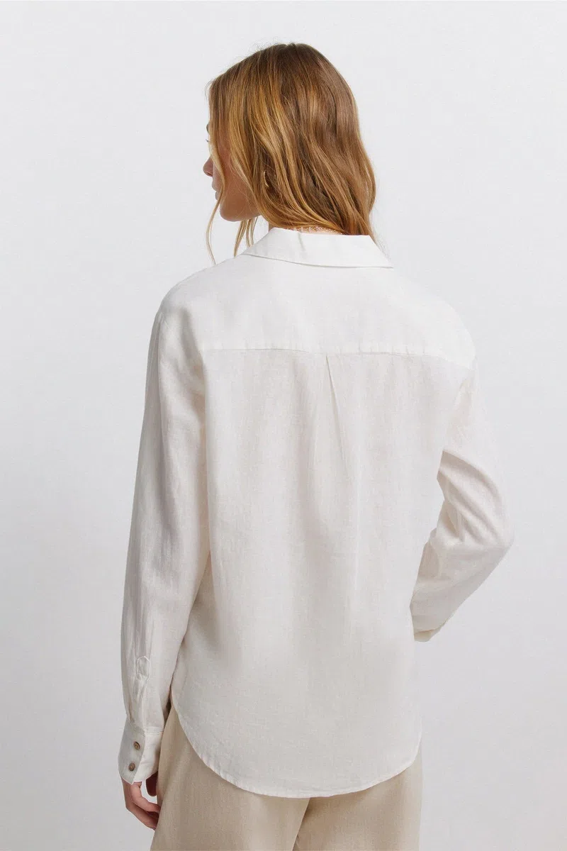 Springfield L/S Open Collana Linen Shirt Donna