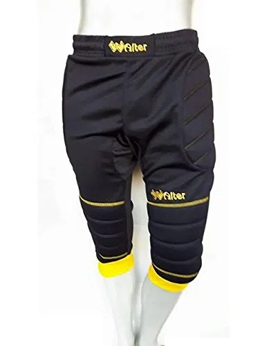 WALTER Pantalone 3/4 da Portiere Modello Panther (Nero-Giallo, L)