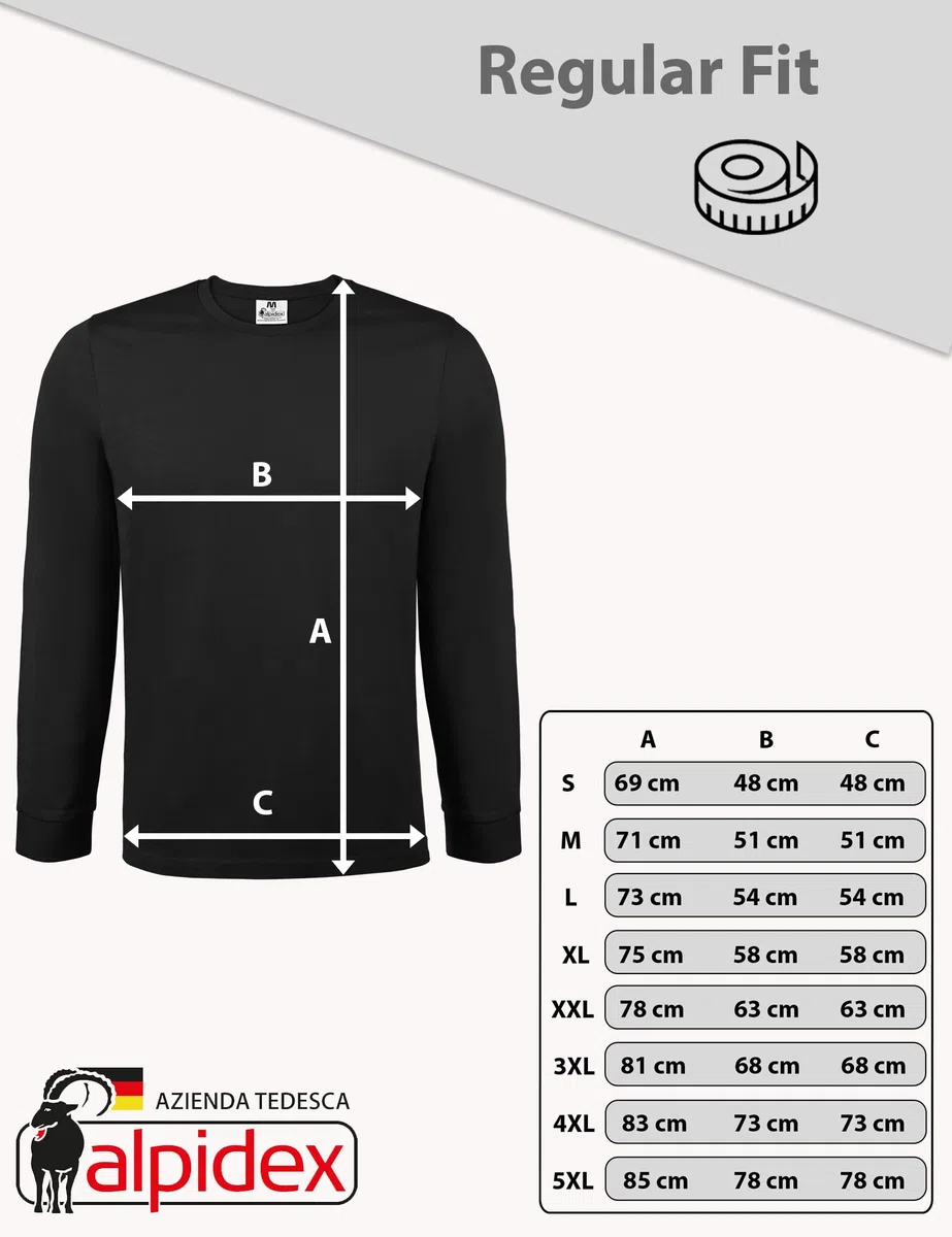 ALPIDEX Maglia Uomo Manica Lunga 100% Cotone Basic Tinta Unita Elasticizzato Maglia Intima Sottocamicia Girocollo