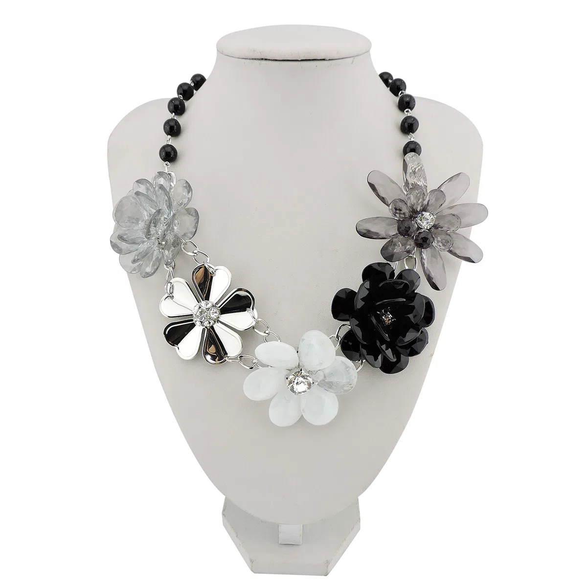Bocar 5 fiore intrecciato cristallo Statement Chunky collana Bib collare gioielli di perle per le donne (NK-10127)