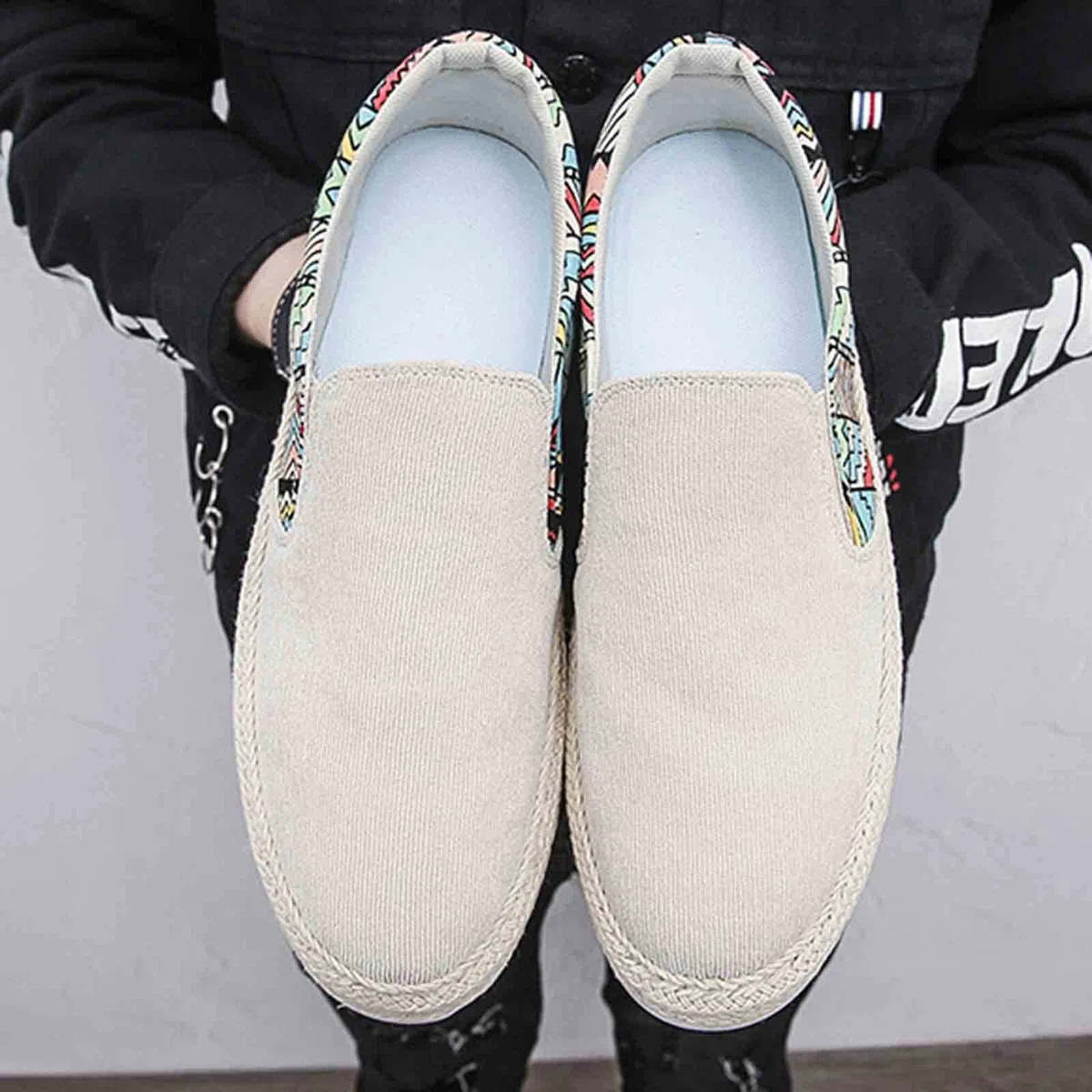 Generisch Espadrilles - Scarpe estive da uomo, traspiranti, in lino, unisex, comode, basse, slipon, per il tempo libero, estive