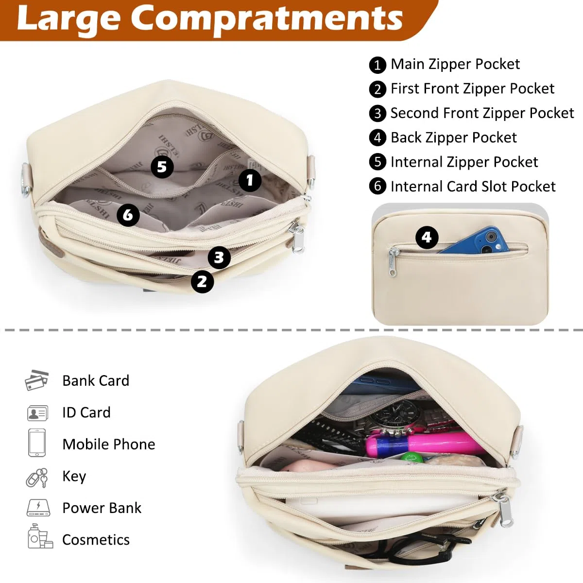 REETEE Borsa Tracolla Donna Nylon Impermeabile Crossbody Bag Donna Piccola Borsa a Tracolla Spalla Donna con Tracolla Regolabile Borsetta Moda Borse Spalla per Shopping Lavoro Viaggio