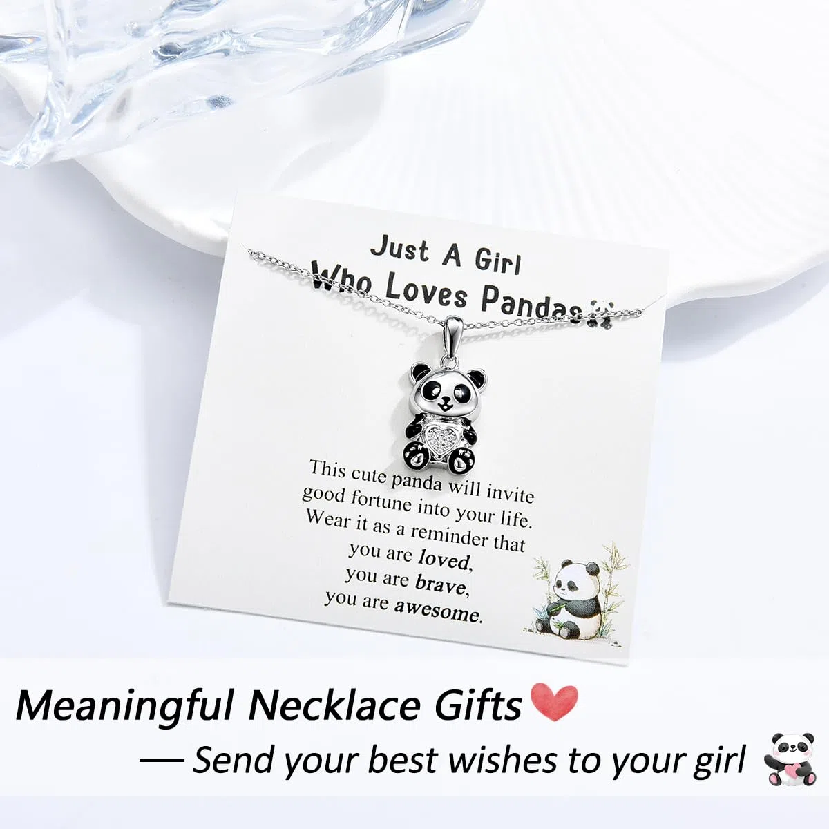 Regali Panda per ragazze, collana panda in argento per bambini, regali di compleanno, Natale e laurea per ragazze adolescenti, riempitivi per calze di Natale
