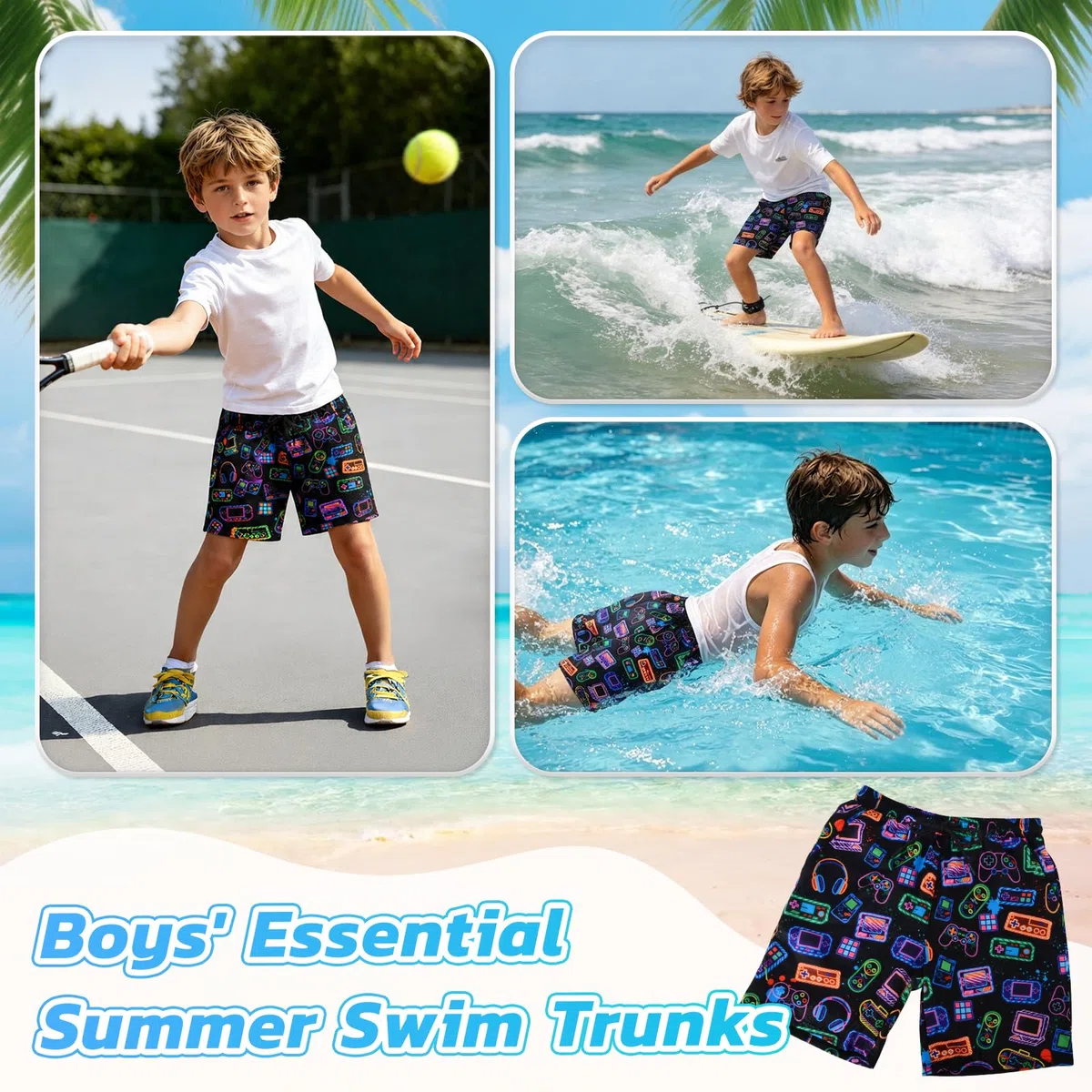 Pantaloncini da Bagno Bambino, Costume da Bagno per Surf sulla Spiaggia, Bambini a Compressione ad Asciugatura Rapida Corti per Nuoto, Surf, Immersioni, Eleganti Pantaloncini da Spiaggia