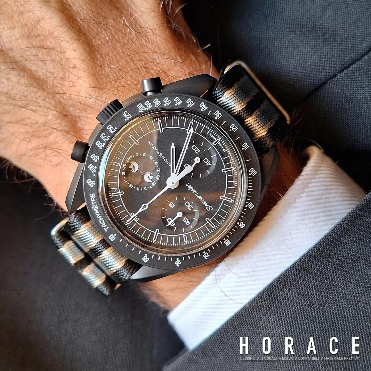 HORACE Cinturino Orologio NATO 20mm Nylon Morbido – Compatibile con Omega x Swatch MoonSwatch – Strumenti Inclusi