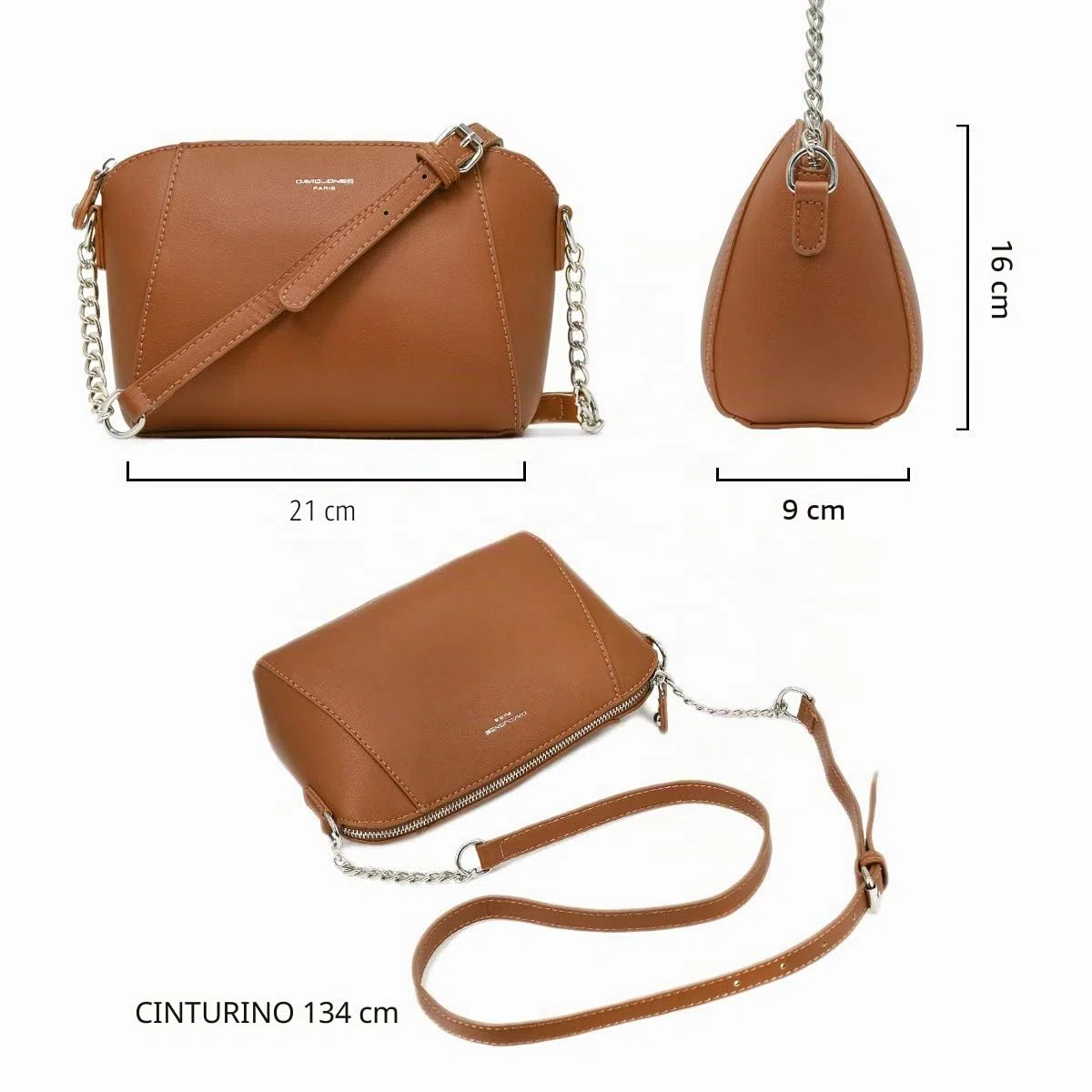 David Jones - Borsa Tracolla Piccola Donna - Borsa a Spalla Catena - Crossbody Messenger Bag PU Pelle - Borsetta Mano Borsello Sera Noche Clutch Pochette Elegante Moda Città Lavoro