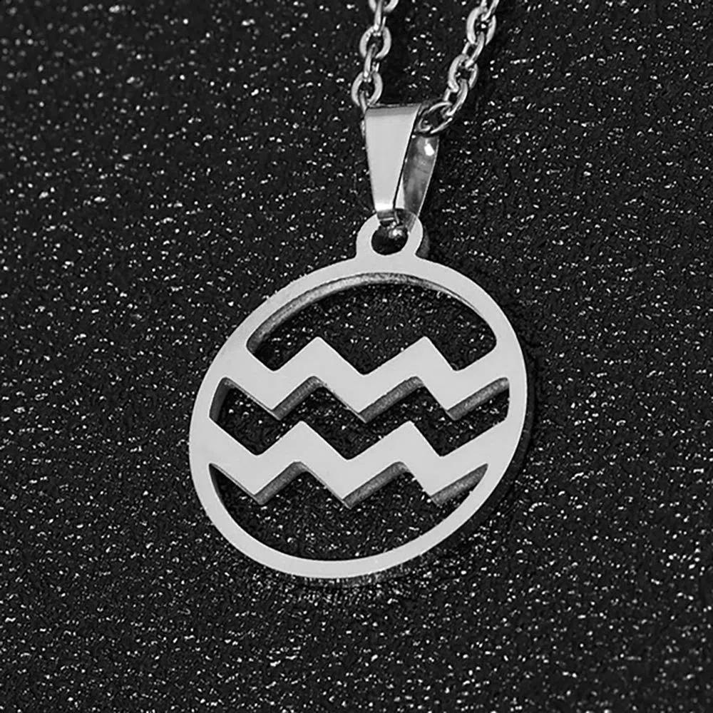 ZENSE - Collana zodiaco Acquario da uomo ZP0244, diametro 2 cm, con catena