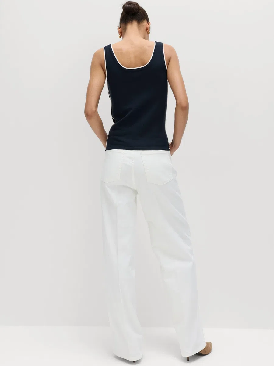Marks & Spencer Donna Aderente Contrast Dettaglio Maglia Top – vestibilità Slim
