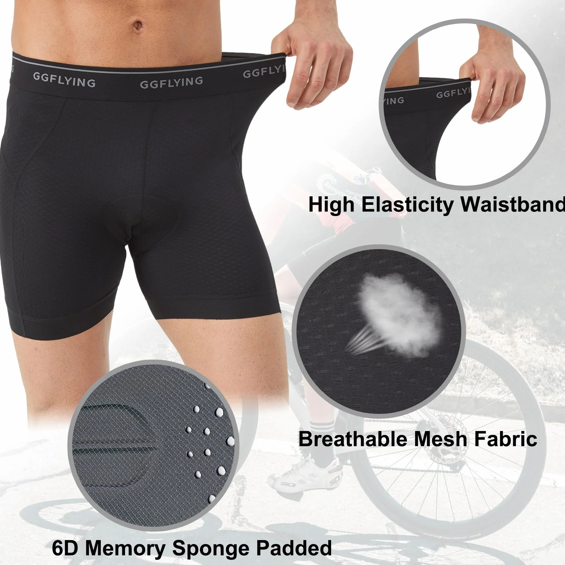 Pantaloncini Ciclismo Uomo 6D Imbottito Rapida Pantaloni MTB Bici Moto Traspirante Elevata Elasticità
