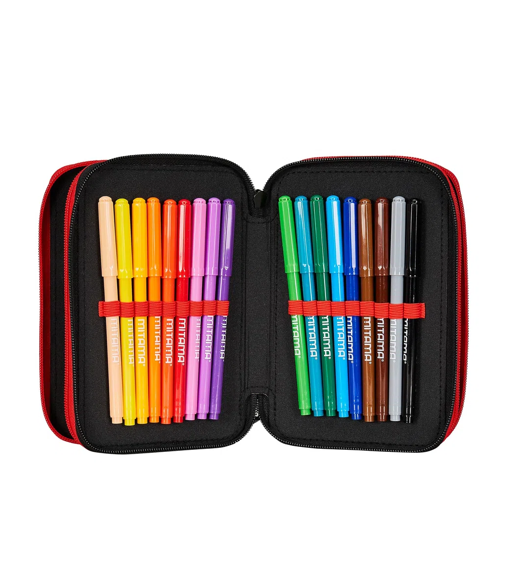 Seven Astuccio Scuola 3 Scomparti, A.C. MILAN Calcio - PATH OF VICTORY, Rosso Nero - Portapenne Multi Scomparto Con Matite, Penne e Colori, Accessori Zaino, Zaino Scuola - Astuccio Bambino Ragazzo