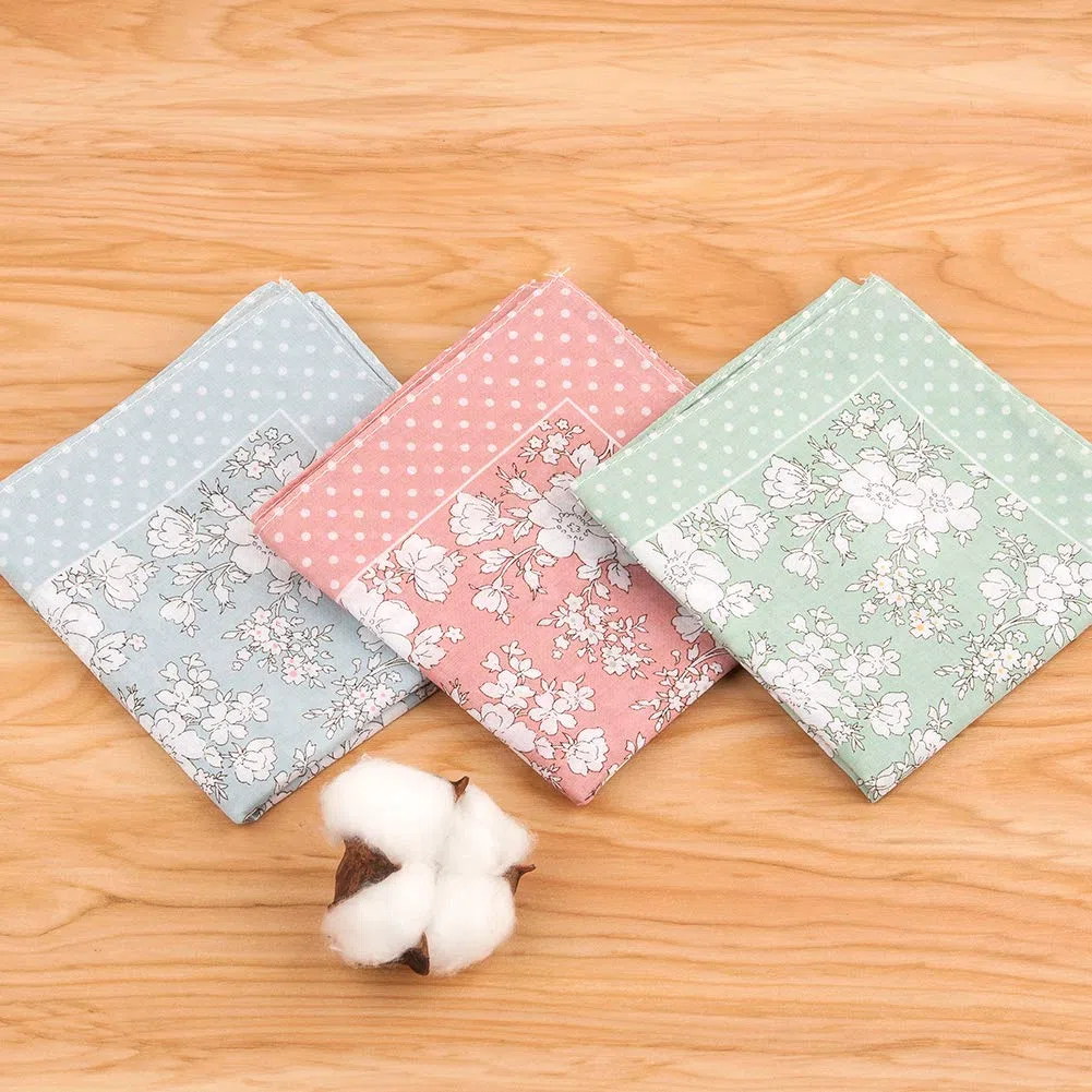 HOULIFE Fazzoletti da donna in puro cotone, 45 x 45 cm, 3 colori per uso quotidiano