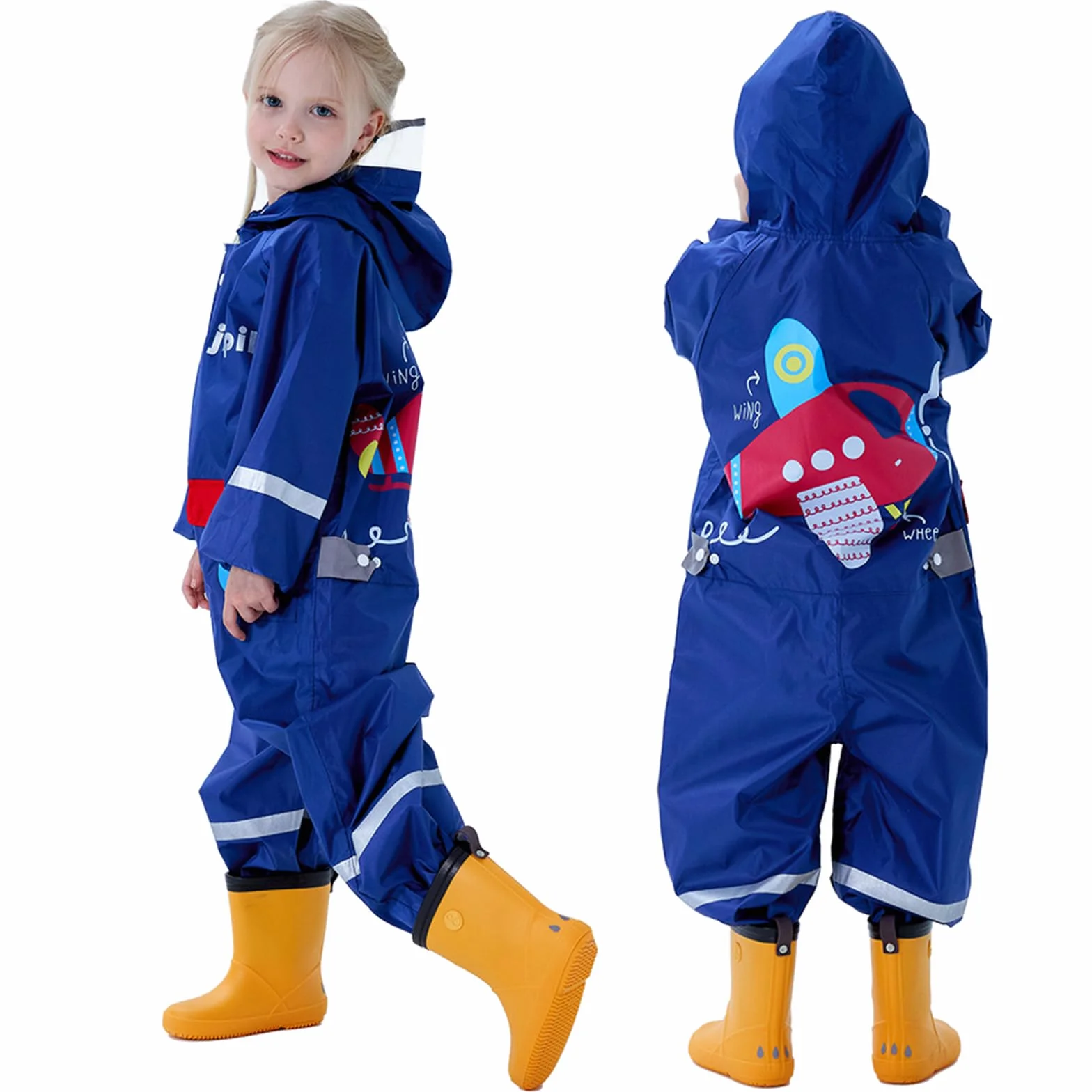 Tuta da Pioggia per Bambini Ragazzi Ragazze Impermeabili Un Pezzo Giacche da Pioggia Bambina Motivo Unicorno Poncho Antipioggia Tuta Impermeabile da Fango 1-10 Anni