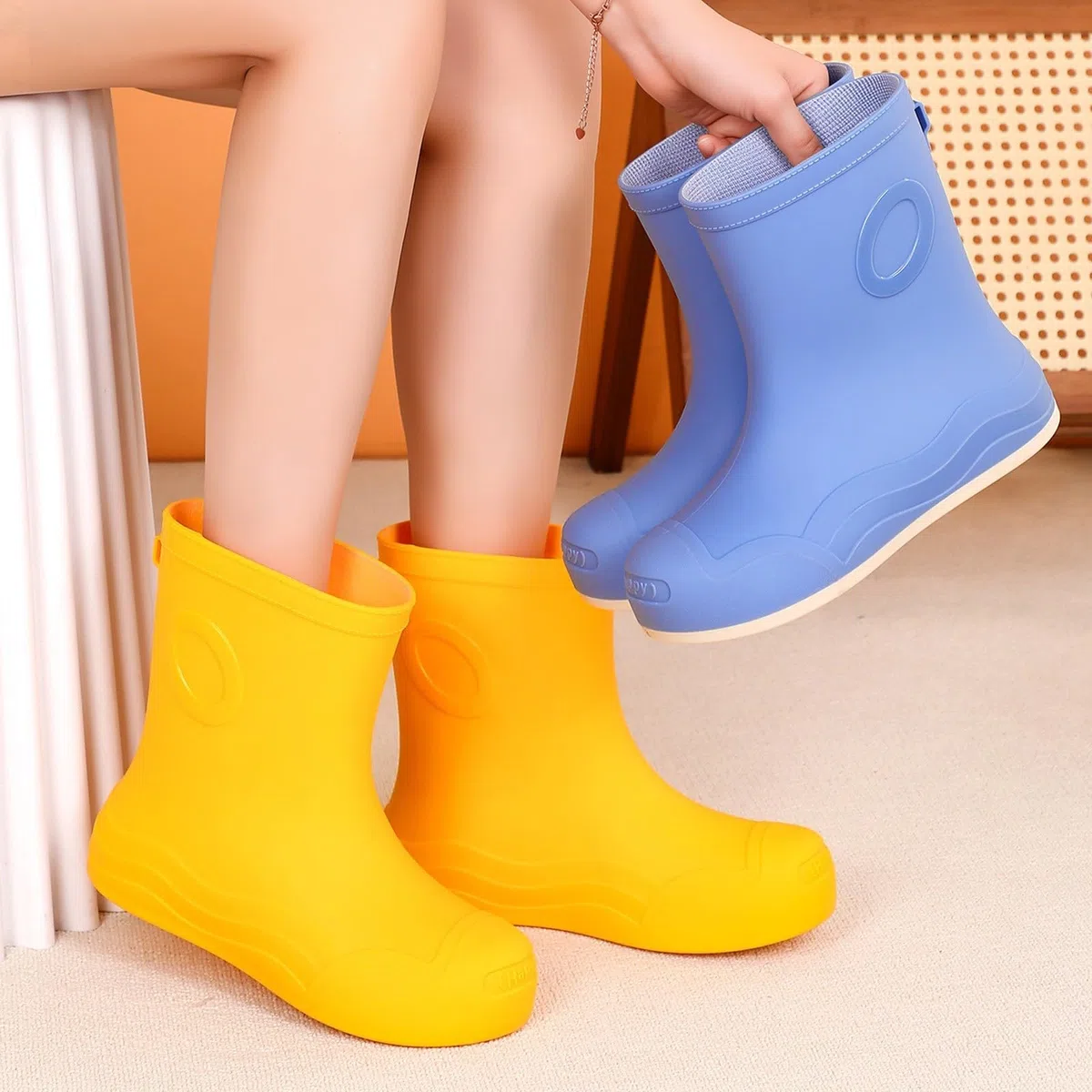 Stivali di Gomma Leggeri da Donna Moda Antivento Stivali Stivaletti Corti Impermeabili Rain Boots da Giardino Impermeabili Stivaletti Pioggia Gomma Esterno con Comfort Ultimi per Esterni